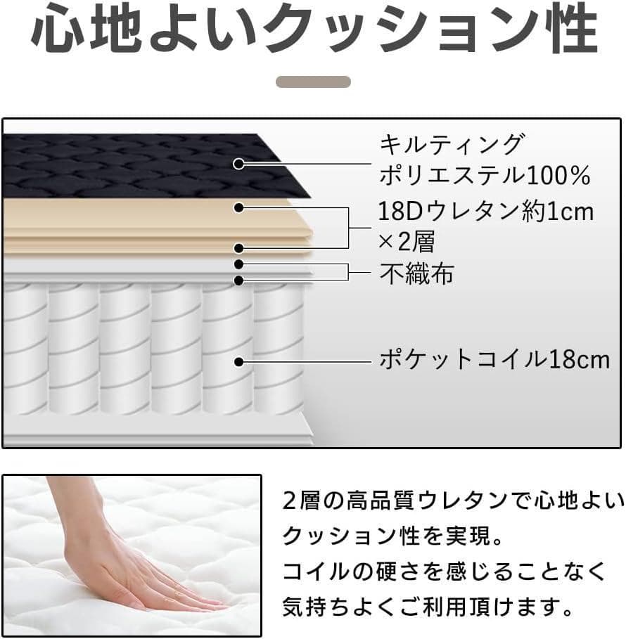 アイリス 高密度ポケットコイルマットレス シングル