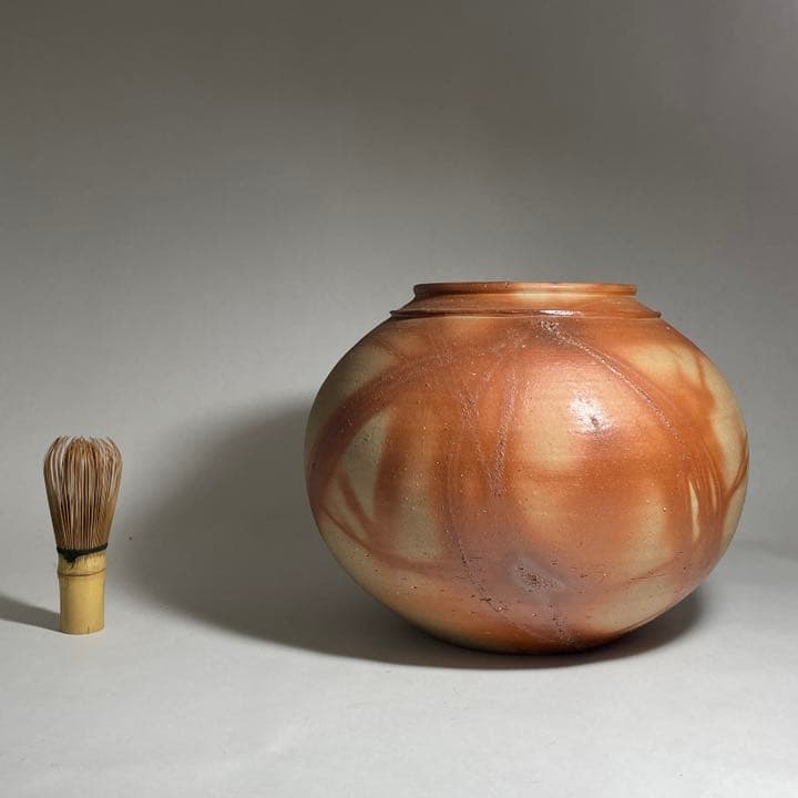 ◆備前 緋襷壺 『松井興之』作 岡山県重要無形文化財保持者◆