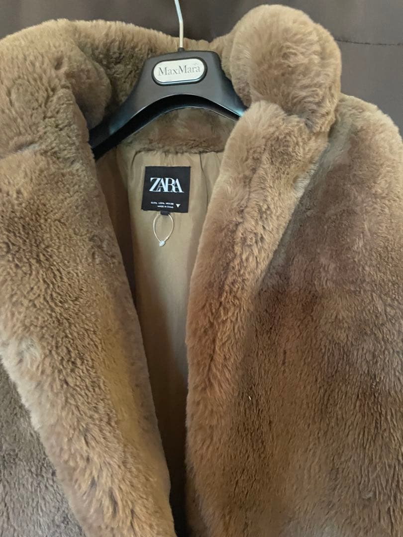 ZARA新品レディースボアミドルコート