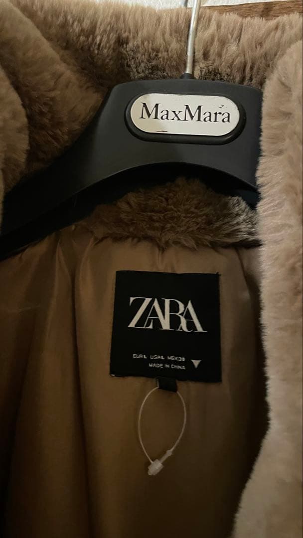 ZARA新品レディースボアミドルコート