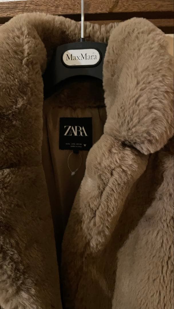 ZARA新品レディースボアミドルコート