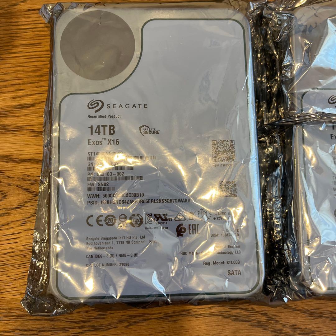 整備済み品 Seagate Exos X16 14TB HDD 2台セット