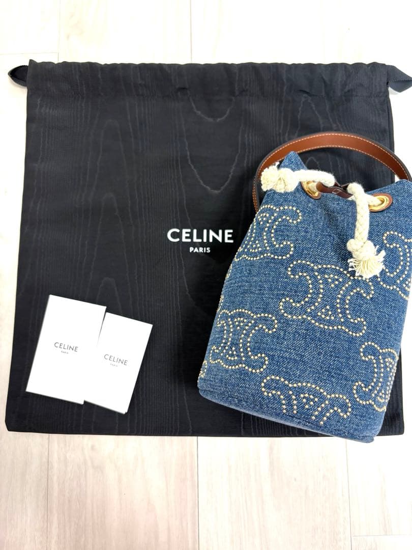 【極美品・現行品】CELINE トリオンフ デニムバッグ ドットスタッズ