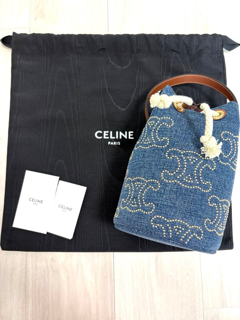 【極美品・現行品】CELINE トリオンフ デニムバッグ ドットスタッズ