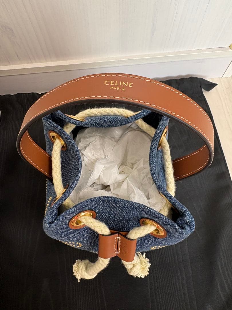 【極美品・現行品】CELINE トリオンフ デニムバッグ ドットスタッズ