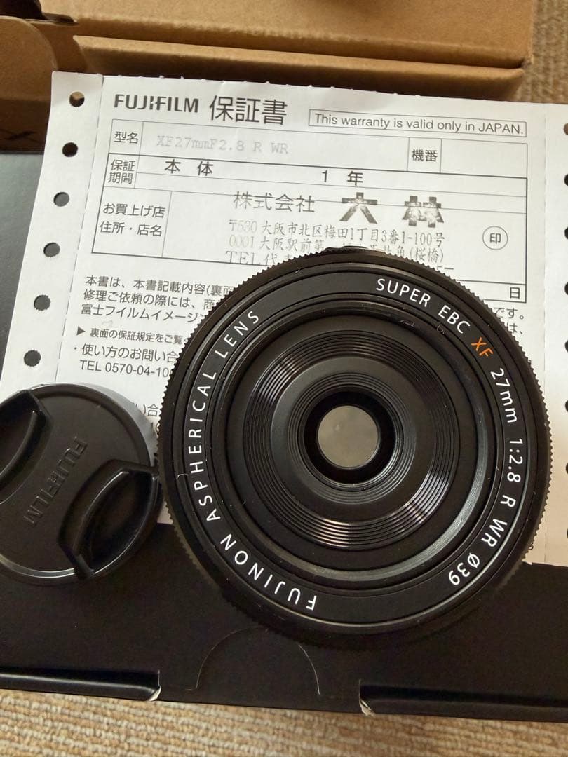 FUJIFIL XF 27mm F2.8 R WR レンズ