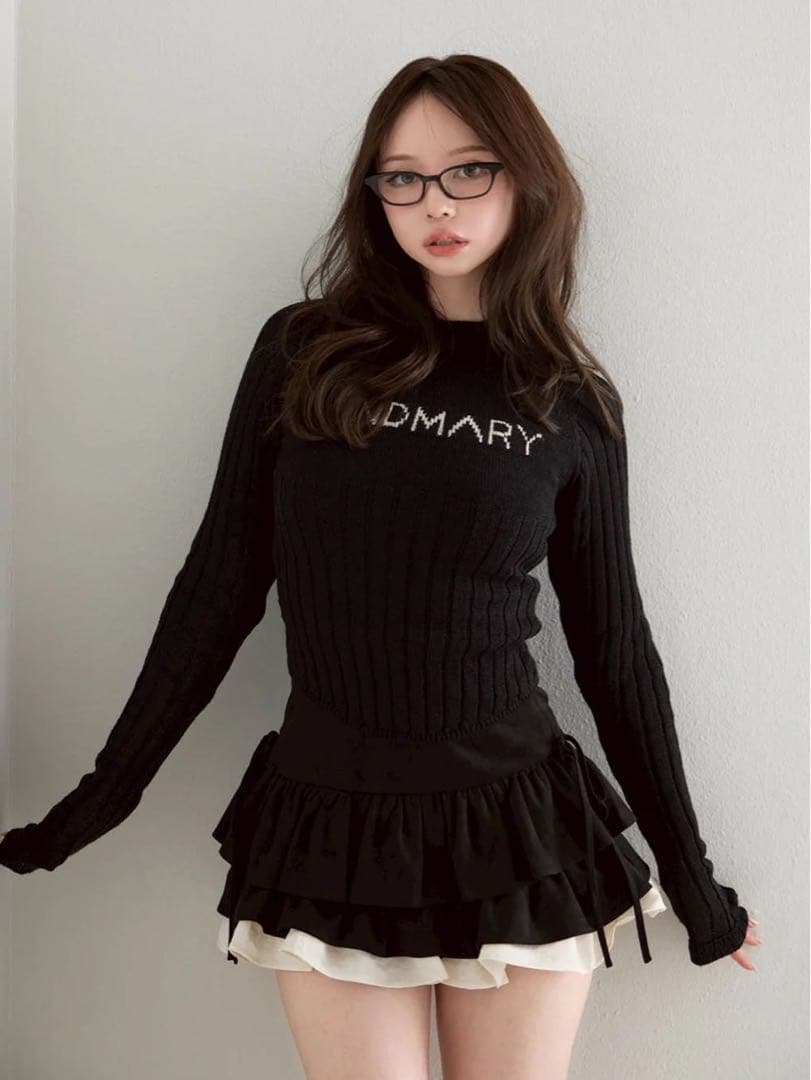 スカート andmary Mel gather skirt black S