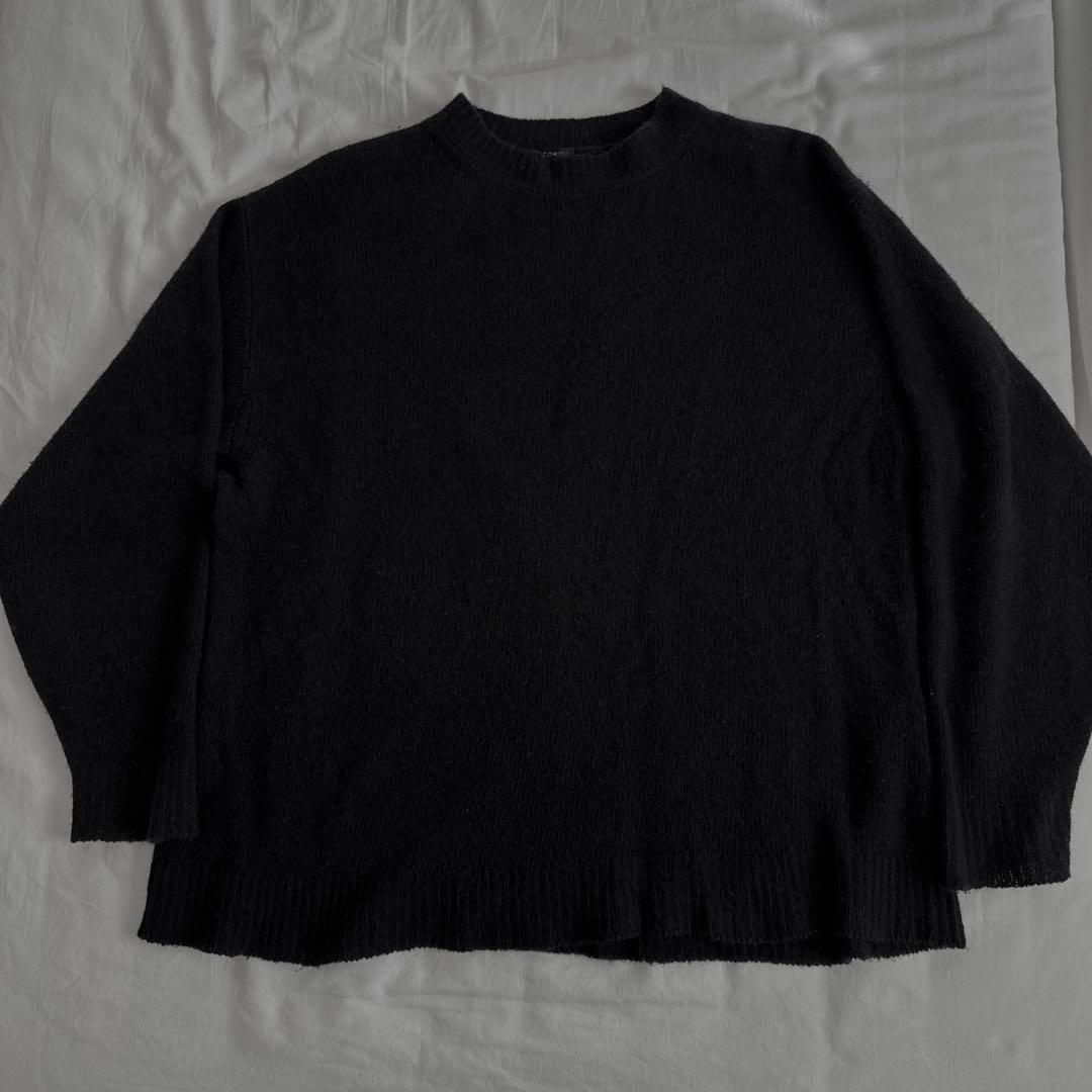 【21AW】COMOLI カシミヤ ニット クルーネック ネイビー　F