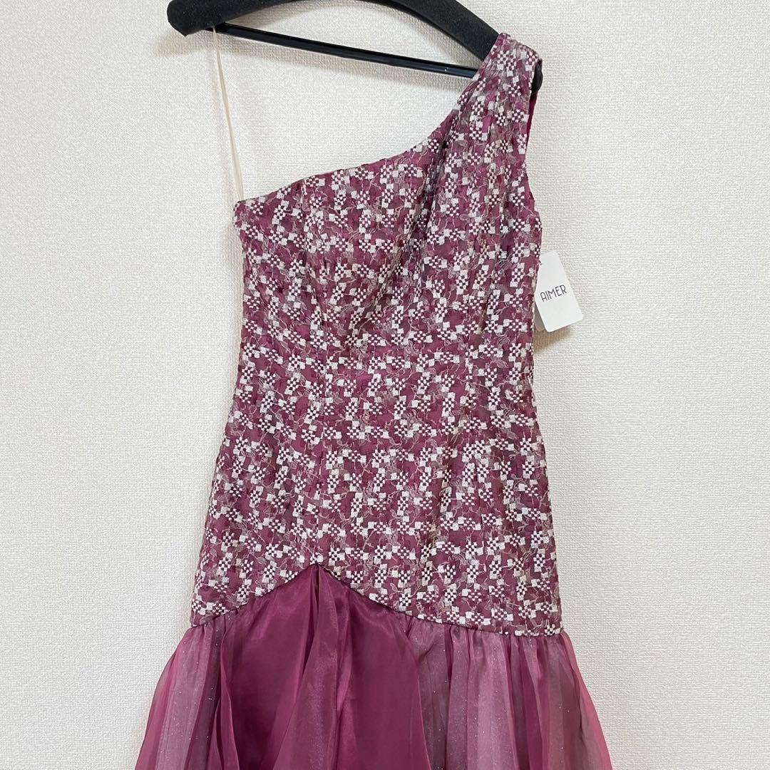 【新品未使用】AIMER ワンショルダー ステージドレス パープル