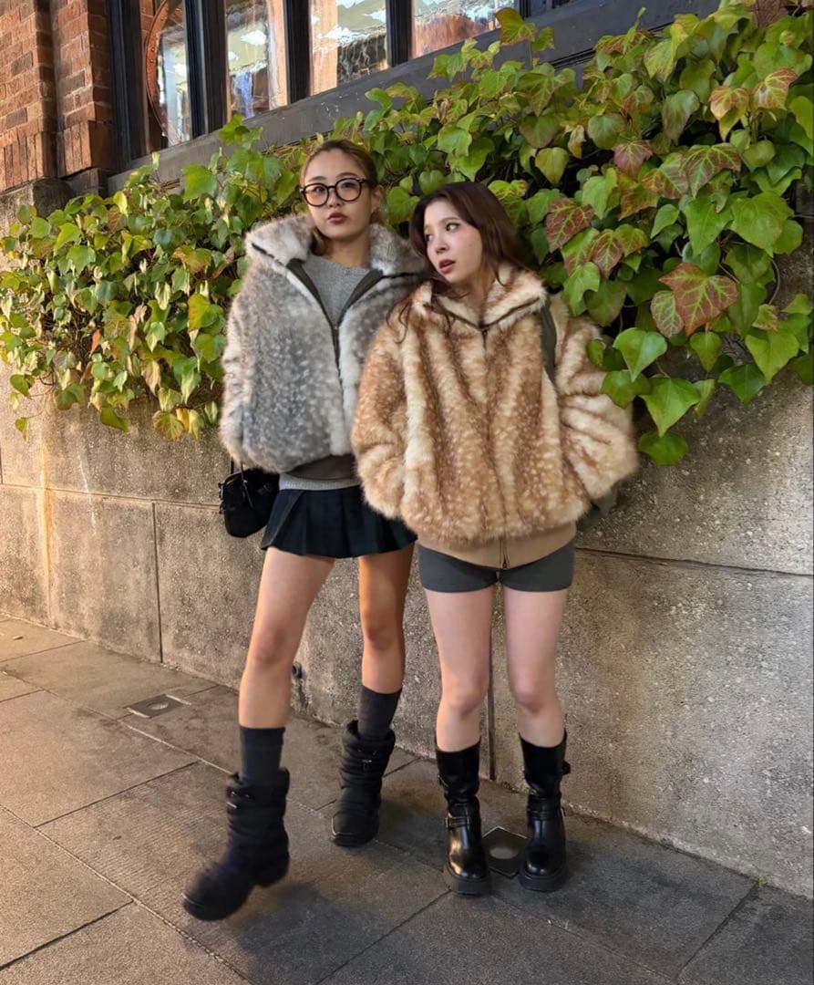 HTH バンビ柄 ファーコート 新品タグ付き