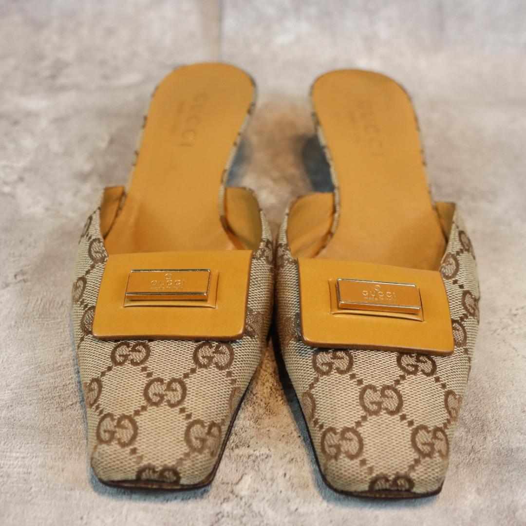GUCCI グッチ GG柄 ミュール サンダル レザー レディース 箱付き