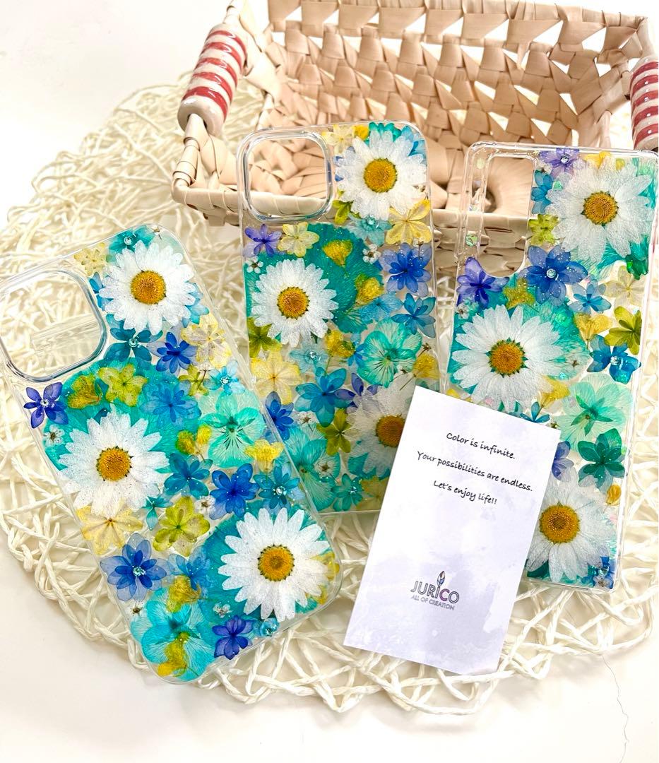 ハンドメイド押し花スマホケース　全機種対応iphone/GALAXY/AQUOS