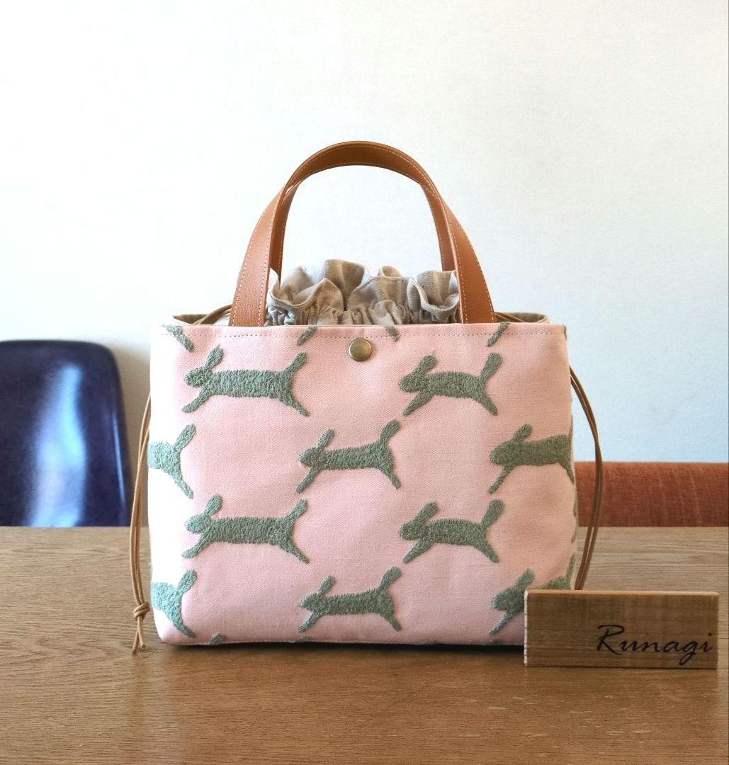 【sale】あおりポケットの巾着バッグ＊ミナペルホネン runrunrun