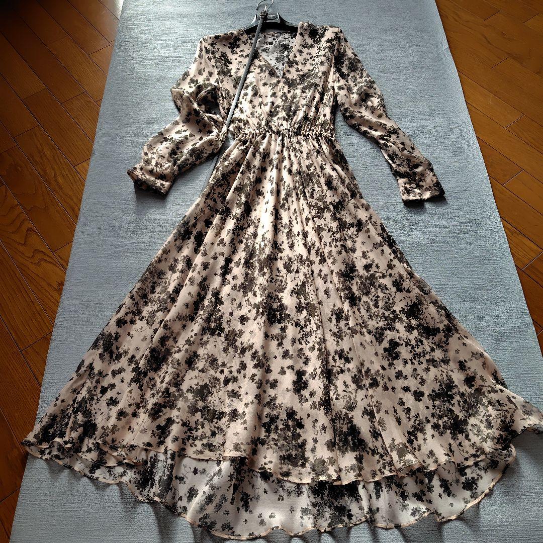 マックスマーラ　フローラルプリント長袖ロングワンピース