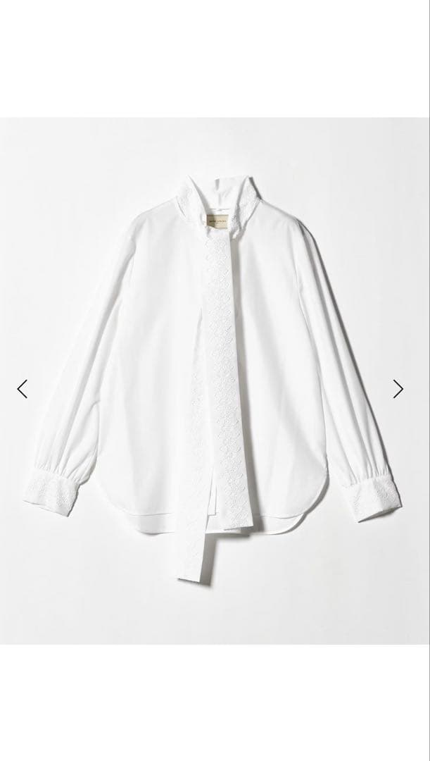 レース コンビ ボウタイ リボンブラウス ウォッシャブルUNITEDARROWS