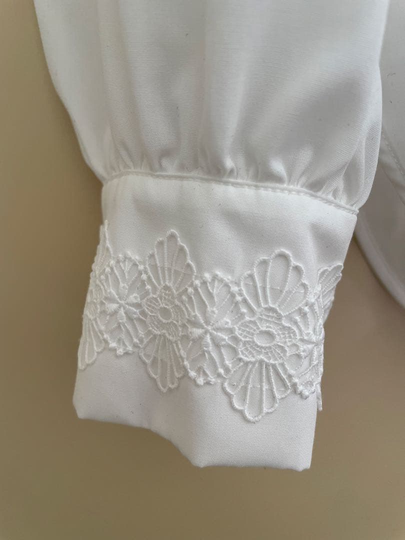 レース コンビ ボウタイ リボンブラウス ウォッシャブルUNITEDARROWS