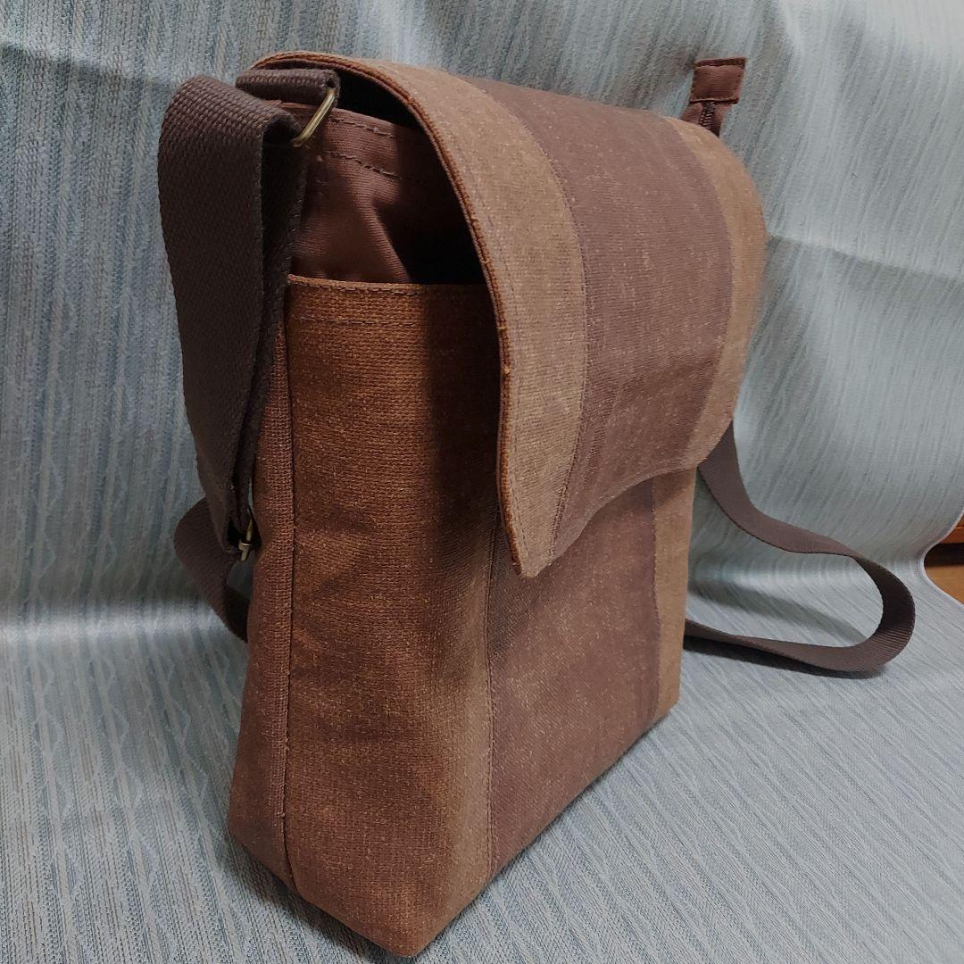 柿渋染め酒袋のサコッシュバッグ(蓋付きマグネットタイプ)