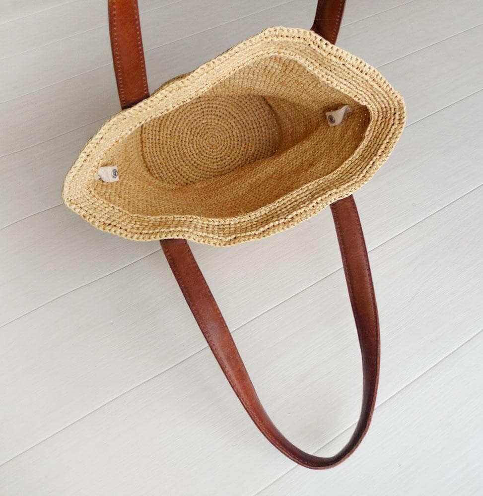 ヘレンカミンスキー ラフィアのトートバッグ かごバッグ レザー 本革