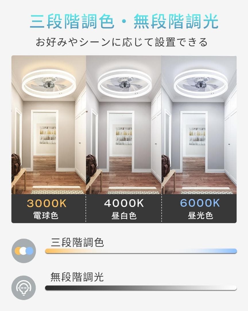 LEDシーリングファンライト サーキュレーター付き 8~10畳 最大5200LM