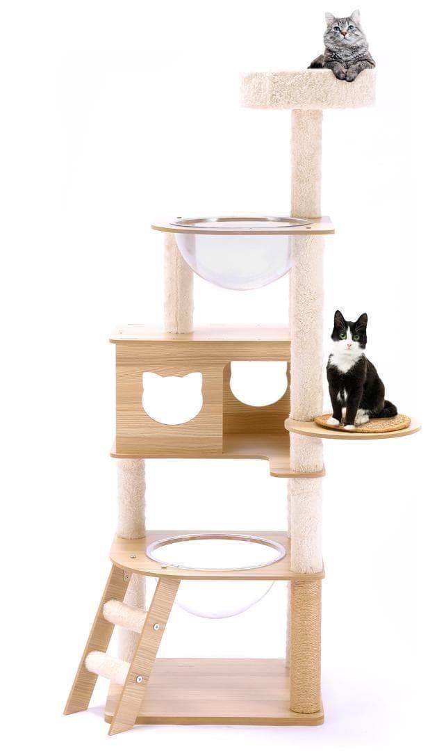 キャットタワー 木製 スリム 多頭飼い 据え置き 宇宙船 nkz06省スペース