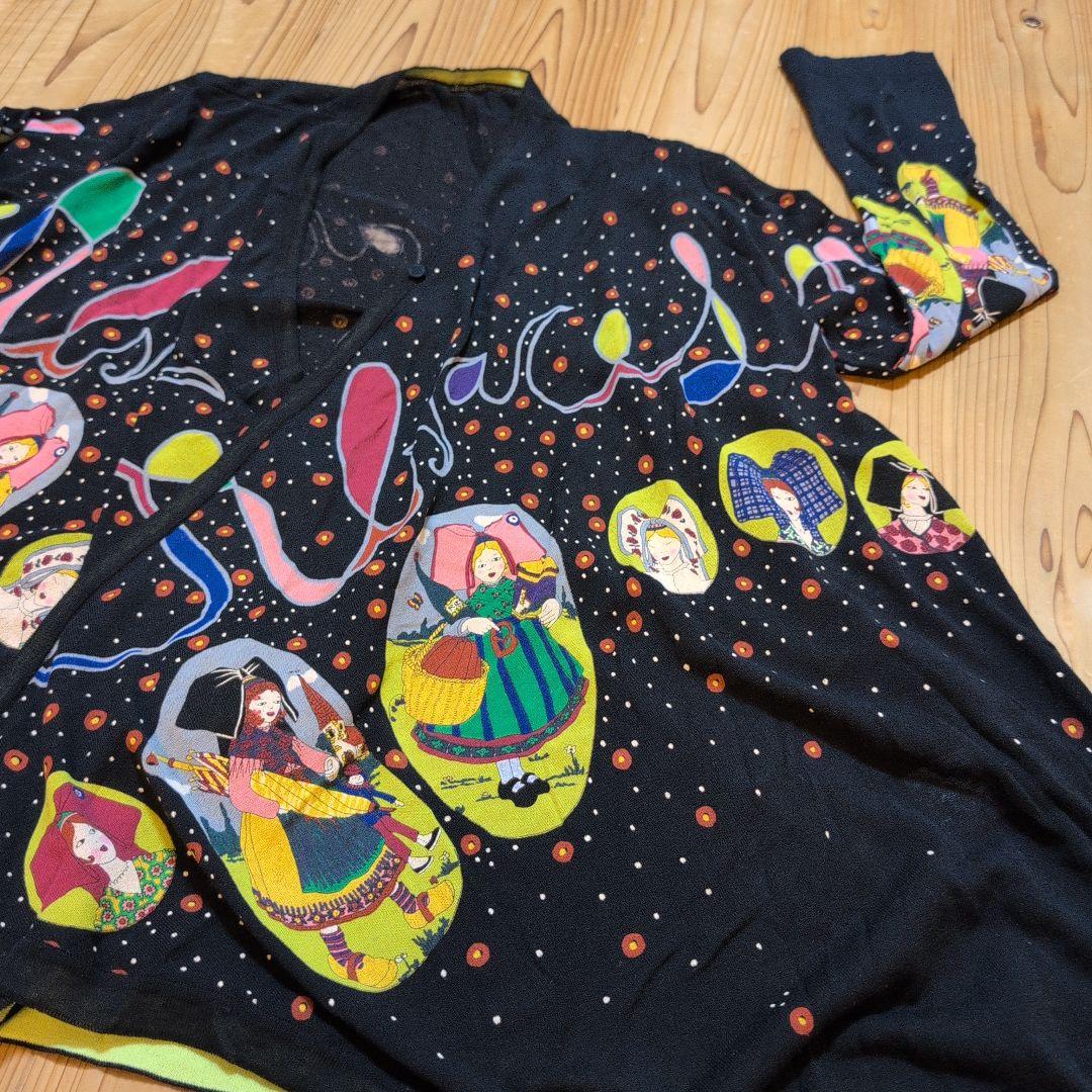 TOKUKO 1er VOL カラフルイラスト 長袖チュニック 日本製　0138