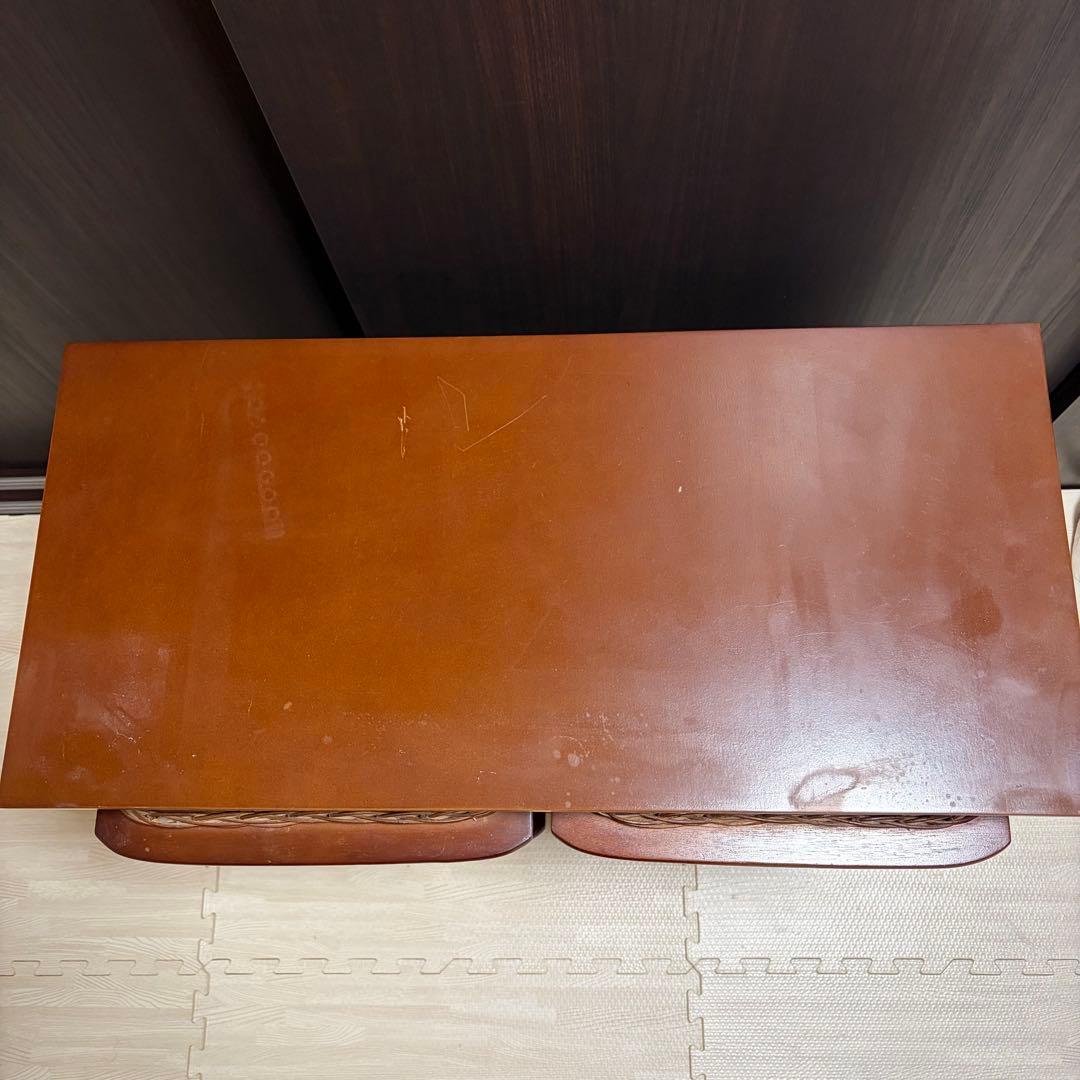 ラタンのチェスト 引き出し　カゴ　バスケット　籐製　ブラウン　バリ風家具