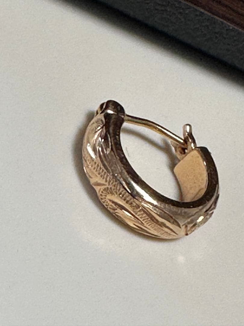 14K PG ハワイアンジュエリー　Lono フープピアス［片耳］