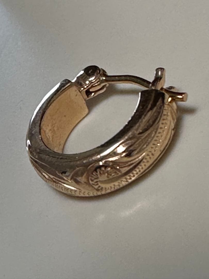 14K PG ハワイアンジュエリー　Lono フープピアス［片耳］