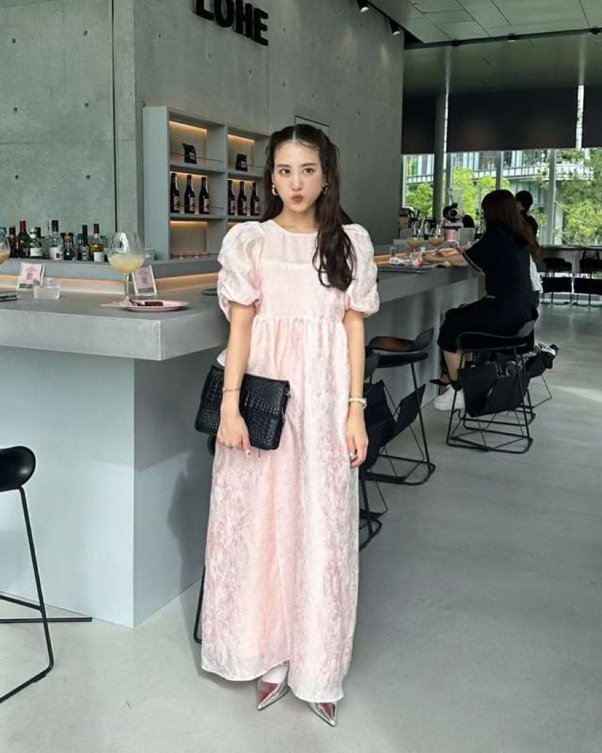 andresd-アンドレスド-バブルスリーブジャカードドレス