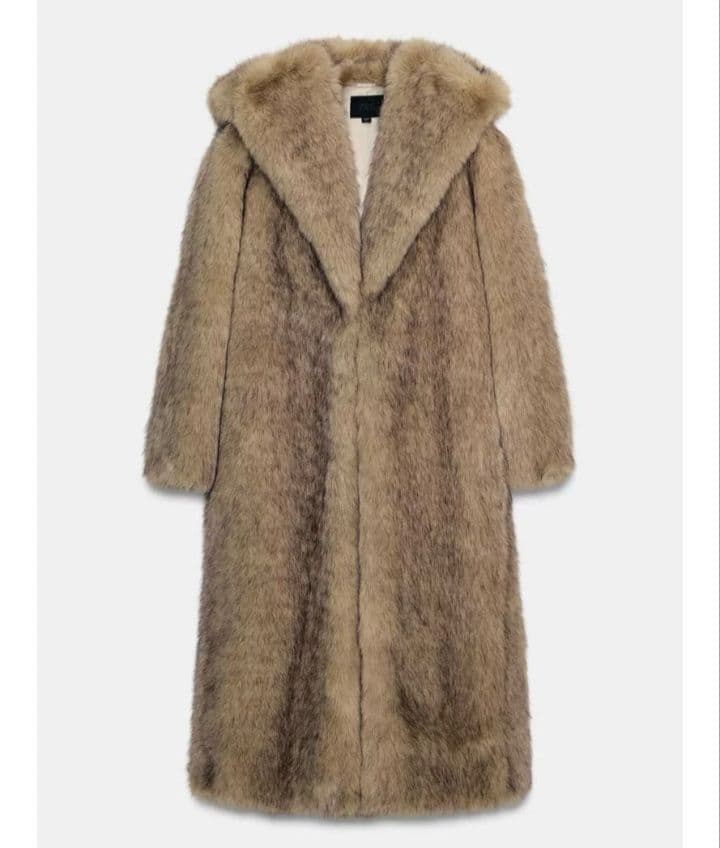 【タグ付美品】ZARA　エコファー ロングコート　フード付