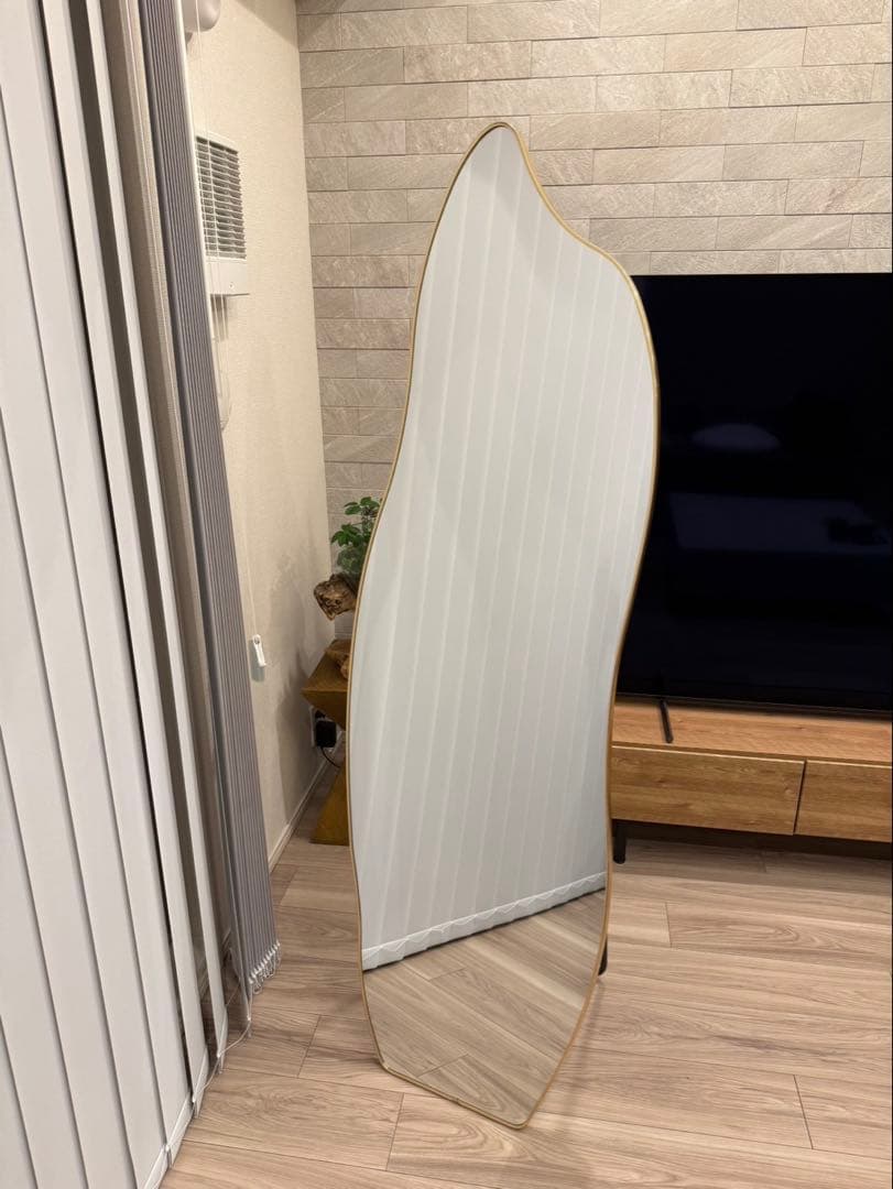ウェーブスタンドミラー ゴールド 160cm