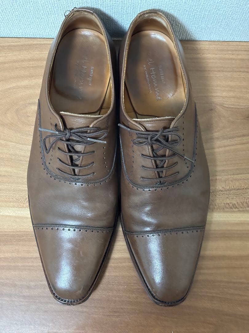 スコッチグレイン ストレートチップ 革靴 茶 Vibram 日本製