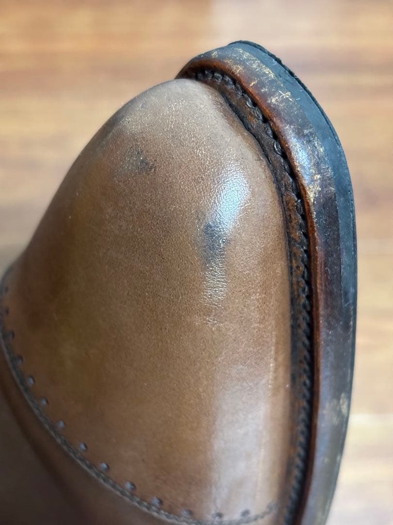 スコッチグレイン ストレートチップ 革靴 茶 Vibram 日本製