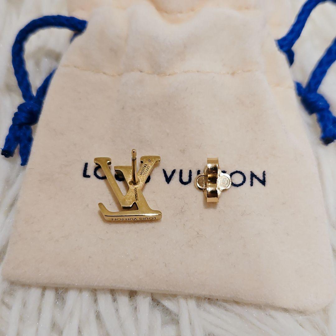 美品 ルイヴィトン ピアス LVロゴ ゴールド M00610 金