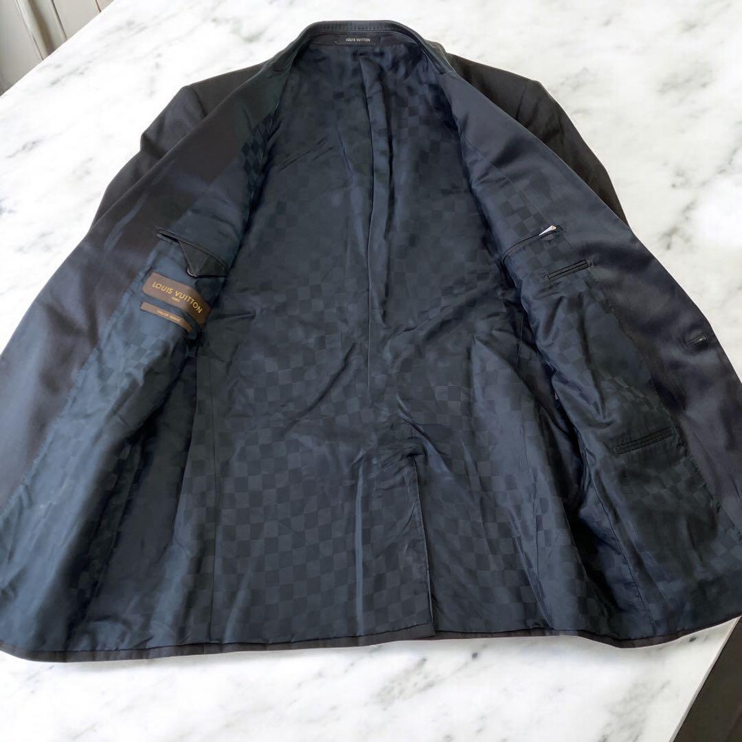 ヴィトン　ダミエ　テーラードジャケット 54 RM101F シルク　裏地総柄