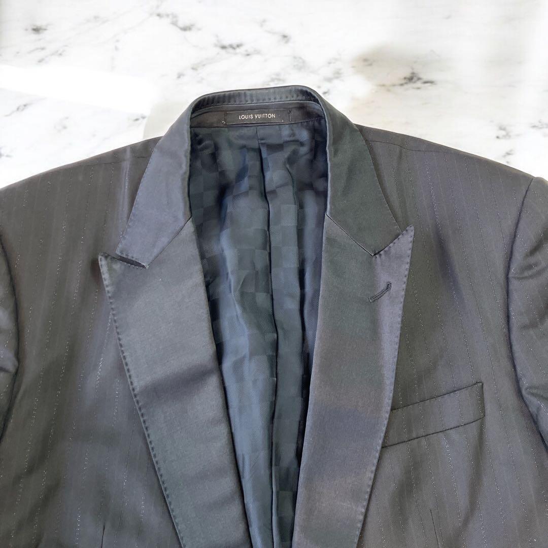 ヴィトン　ダミエ　テーラードジャケット 54 RM101F シルク　裏地総柄