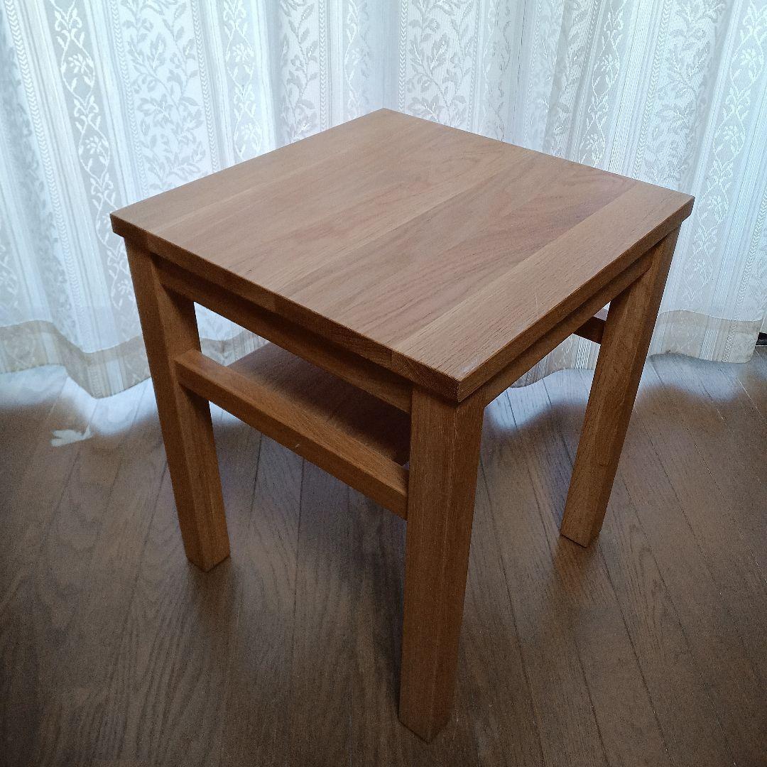 無印良品　無垢材サイドテーブルベンチ・板座・オーク材