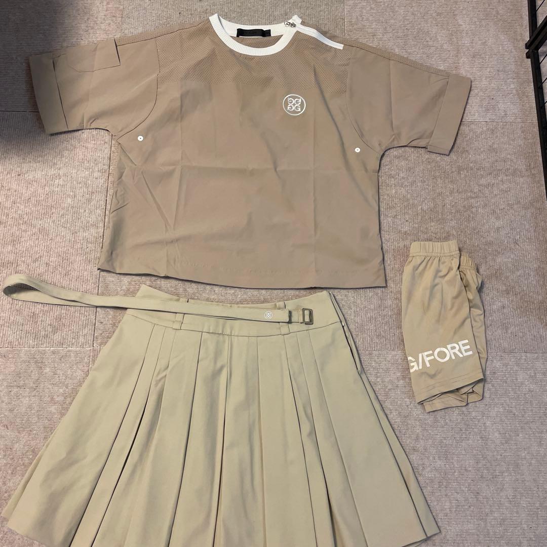 ゴルフウェア ベージュ トップス スカート セット