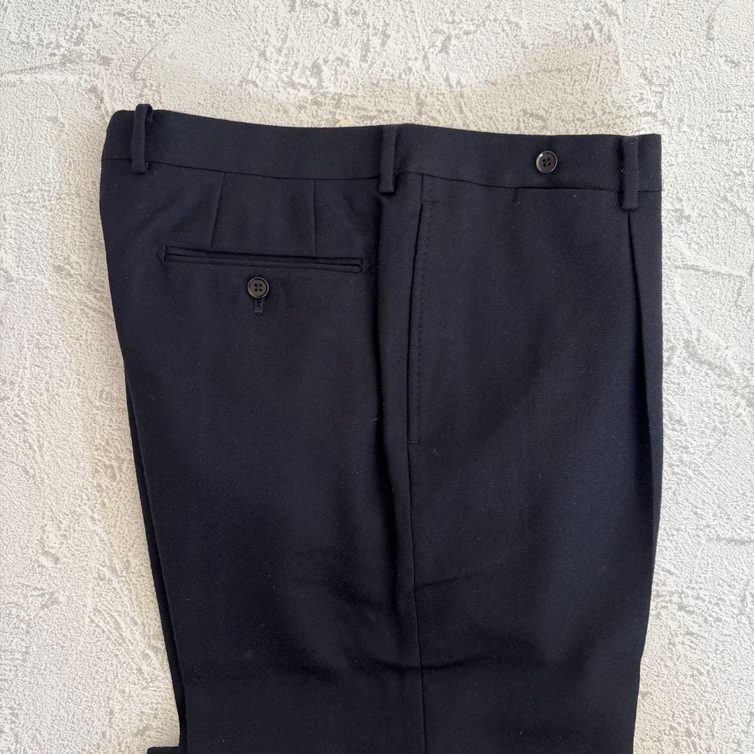 【新品未使用品】48 濃紺 ビームスF ウールフラノ 1プリーツスラックス