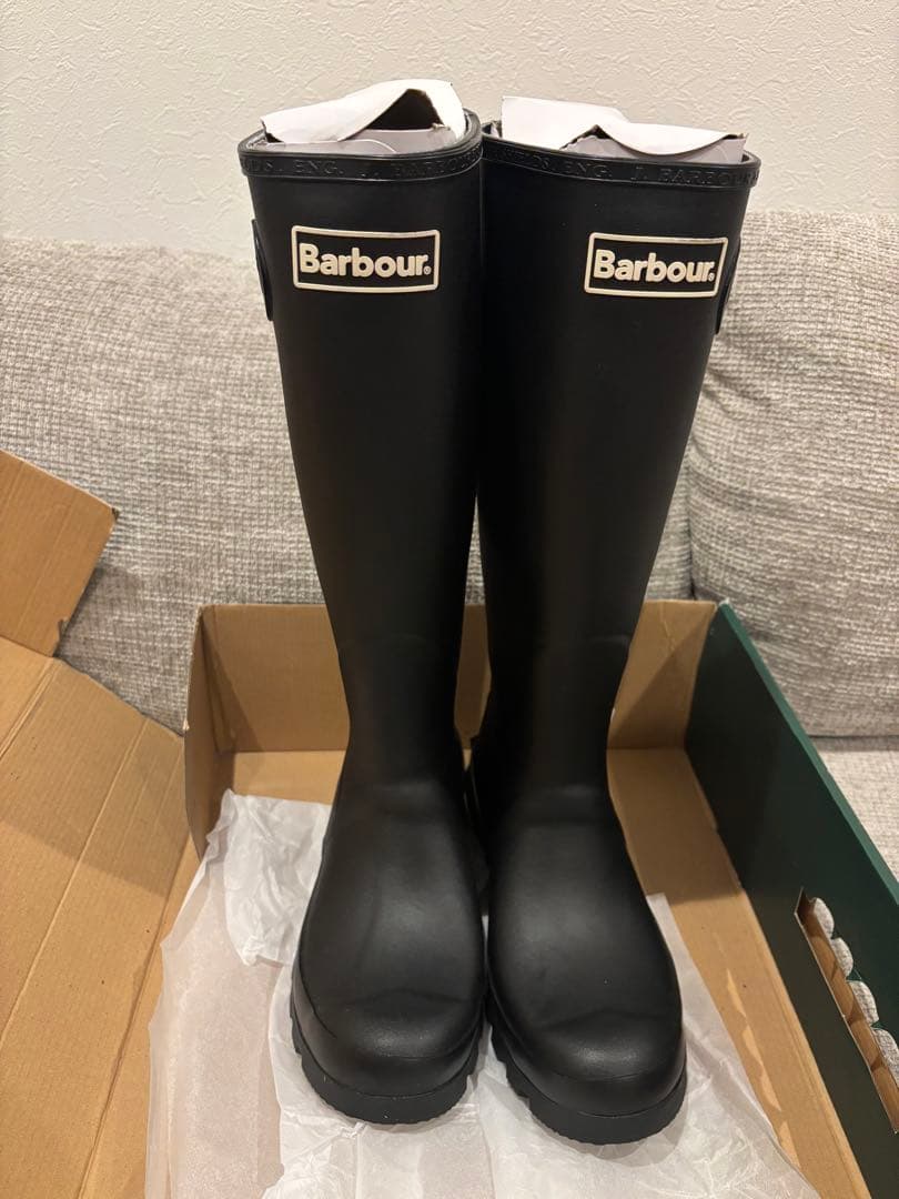 Barbour サイドストラップレインブーツ　ブラック