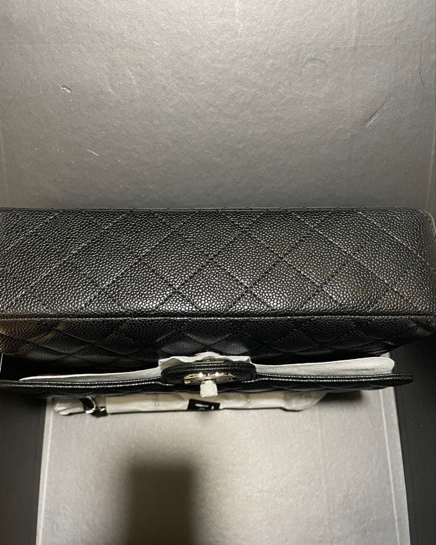 CHANEL ダブルチェーン　フラップ　キャビアスキンシルバー