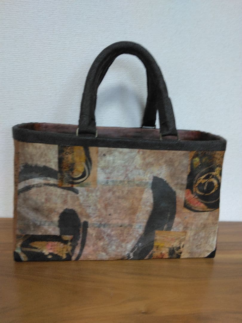 一閑張り和紙柿渋染めかごバッグ