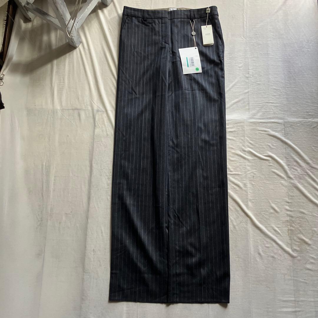 armani collezioni /ストライプ スラックス チャコール 42