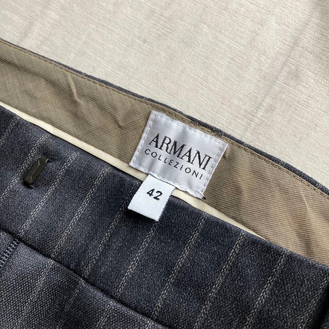 armani collezioni /ストライプ スラックス チャコール 42