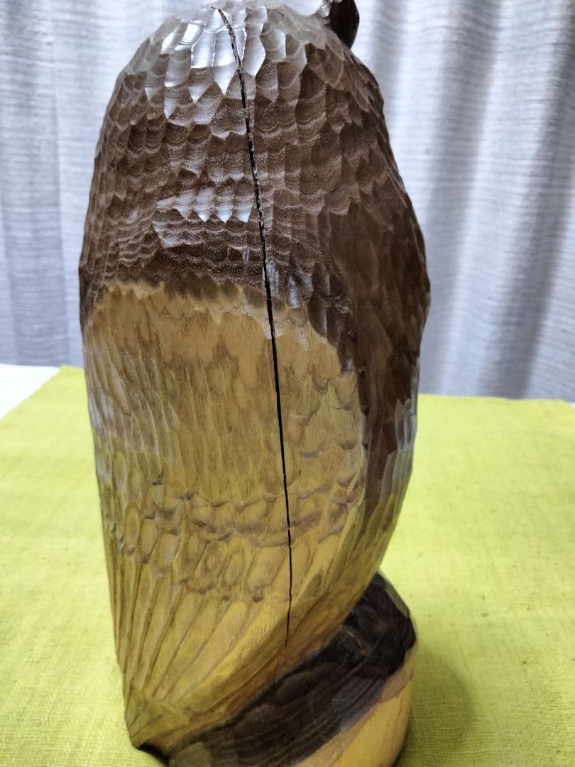 青山作　木彫　フクロウの置物 北海道洞爺湖　民藝
