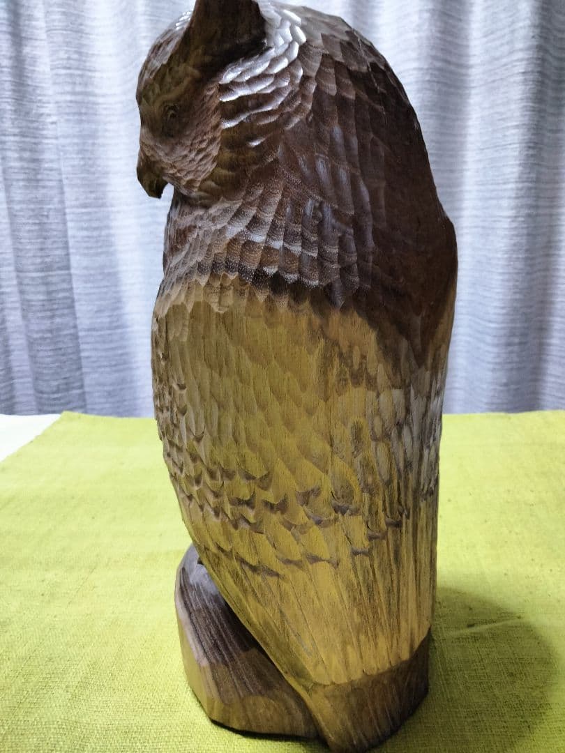 青山作　木彫　フクロウの置物 北海道洞爺湖　民藝