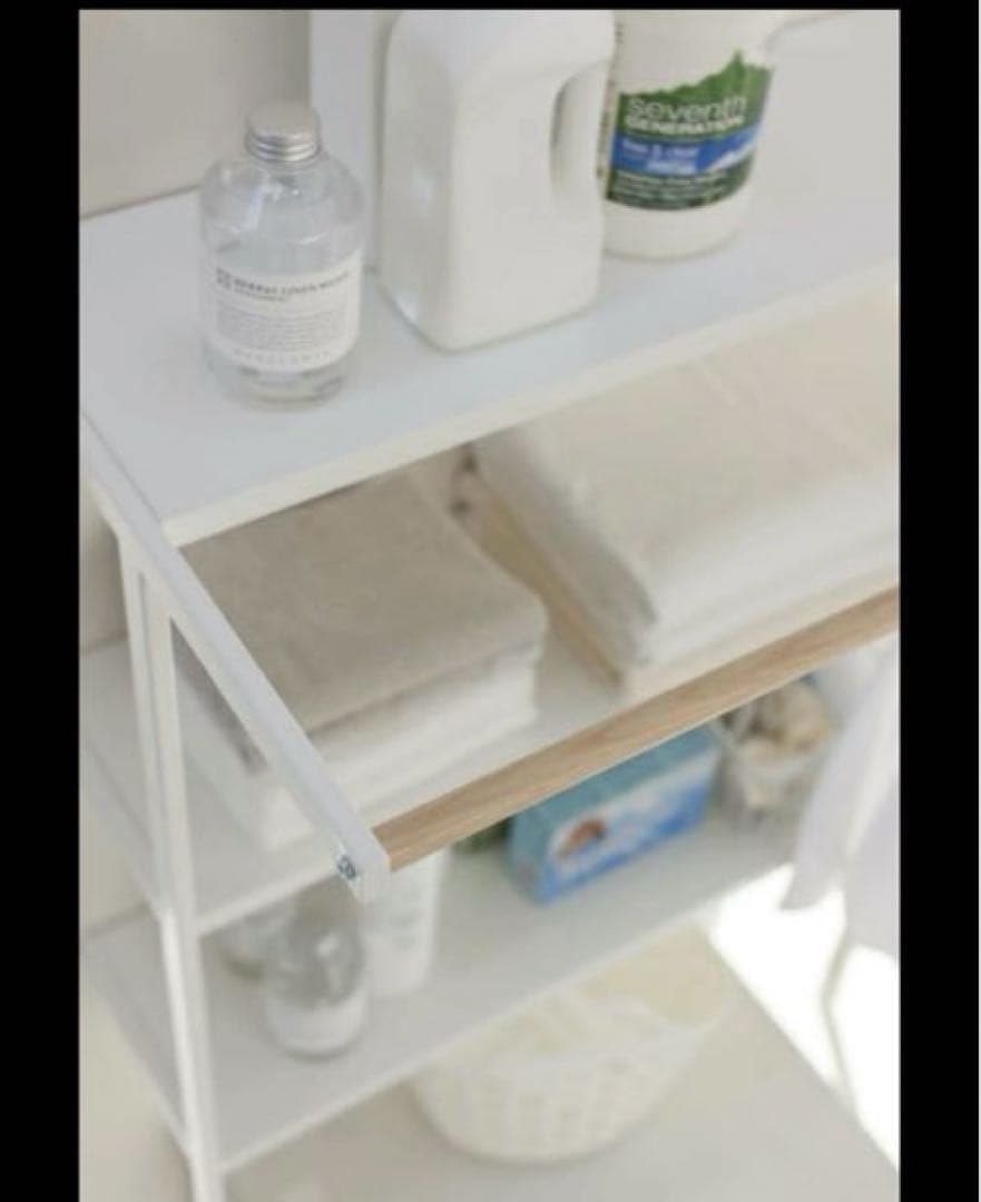 ★4/12まで出品★tower 山﨑実業ランドリーラック 洗濯機用 上部棚付き