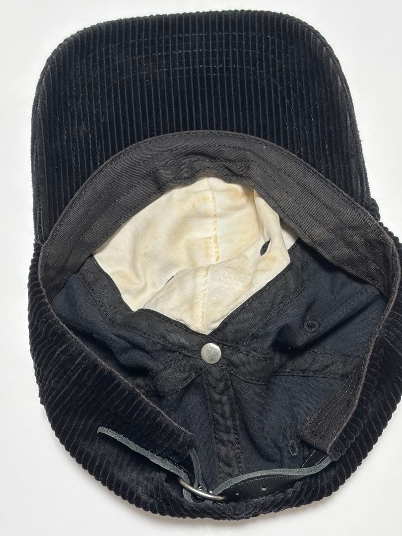 Sロゴ USA製 SUPREME コーデュロイ ブラックキャップ