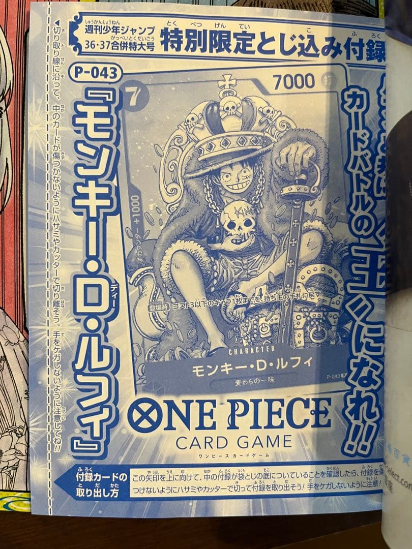 週刊少年ジャンプ付録（36・37合併特大号）ルフィ付録カード 付P-043