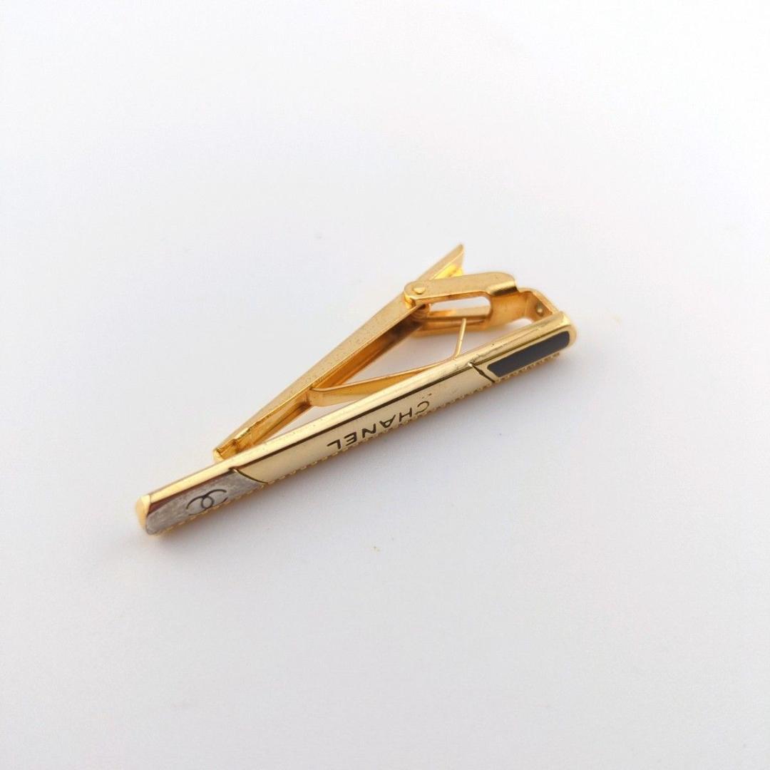 CHANEL シャネル ネクタイピン カフス 3点セット ゴールド×ブラック